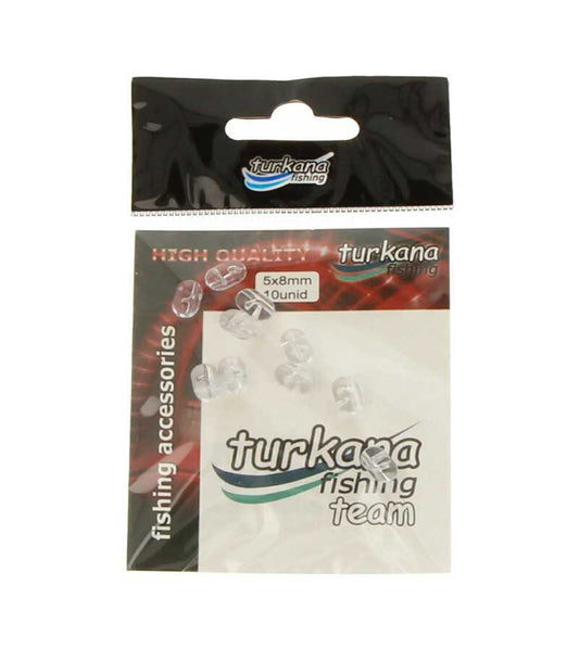 PERLAS BIPERFORADAS EN CRUZ TRANSPARENTES TURKANA 5X8MM