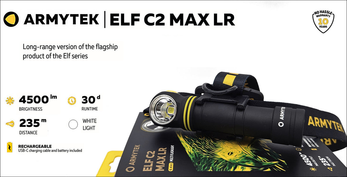 LINTERNA FRONTAL ARMYTEK ELF C2 MAX LR 4500LM